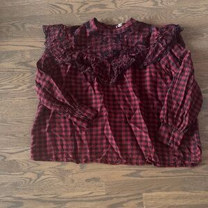 River Island Red and Black Checkered Top